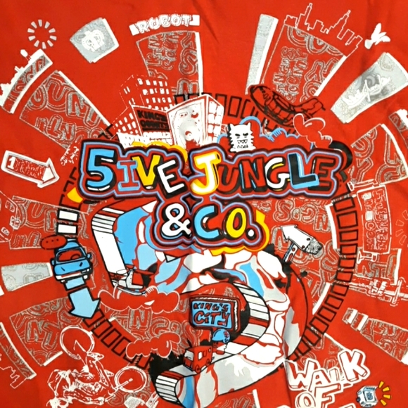 Mens Red 5ive Jungle Skate Short Sleeve Graphic Te - Picture 3 of 14